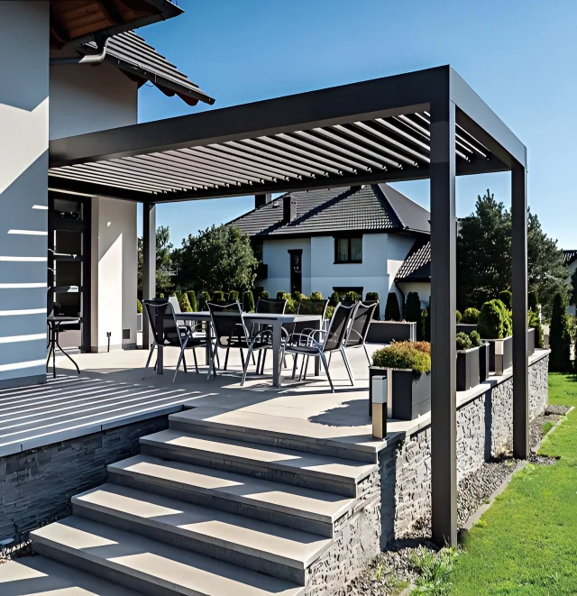 Modern Pergolas Louver Roof Sun Shade Canopy Patio Waterproof Bioclimatic Electric Pergola Aluminium Outdoor Furniture Gazebos