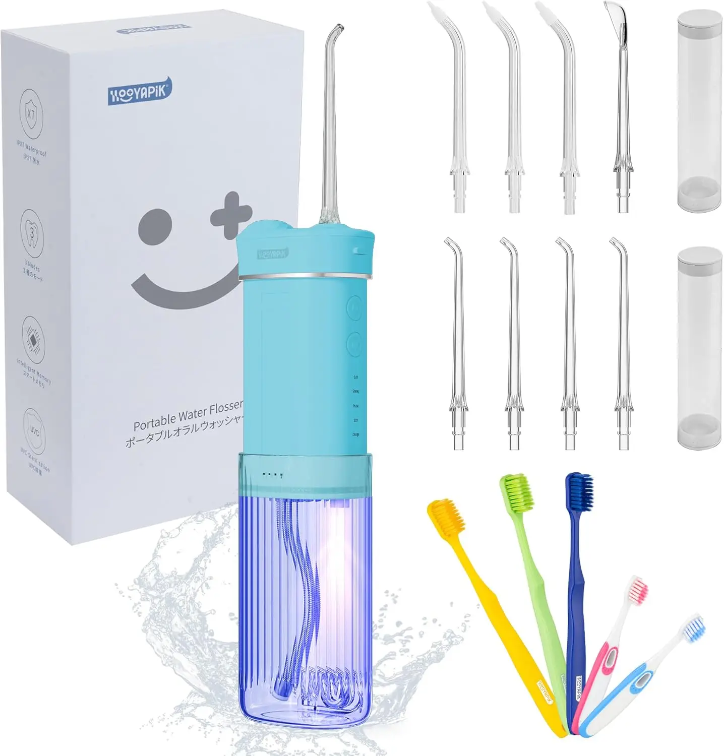 

Портативный мини-ирригатор для полости рта 225 мл, беспроводной, с длительным временем работы, для ухода за деснами, имплантатами, брекетами, зеленый, с 8 насадками