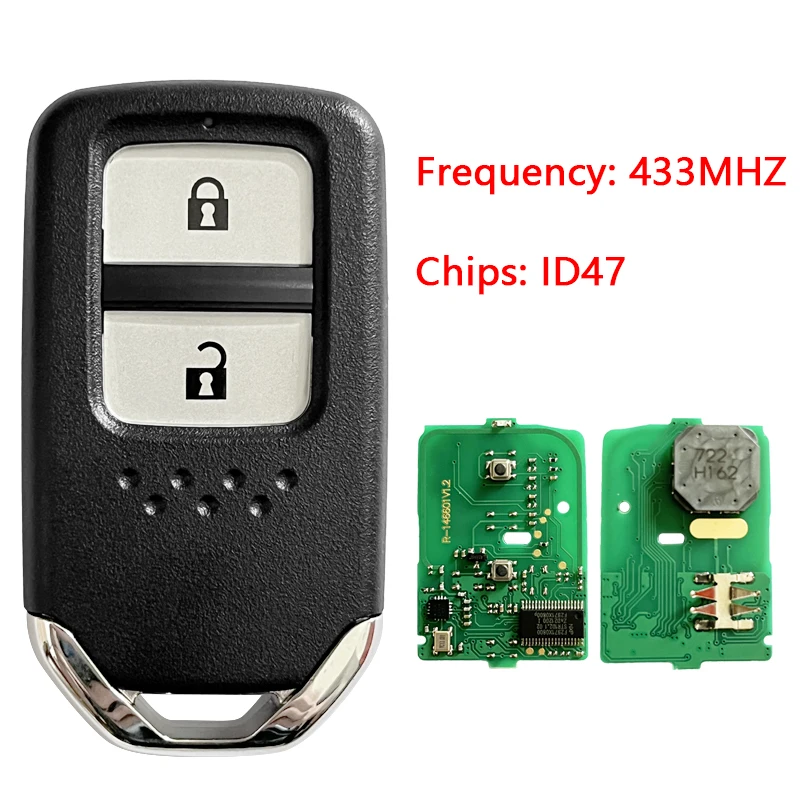 

CN003062 Aftermarket 2 Buttons Smart Keyless go Remote Fob 47 Chip 433MHz For H-onda Jude CRV