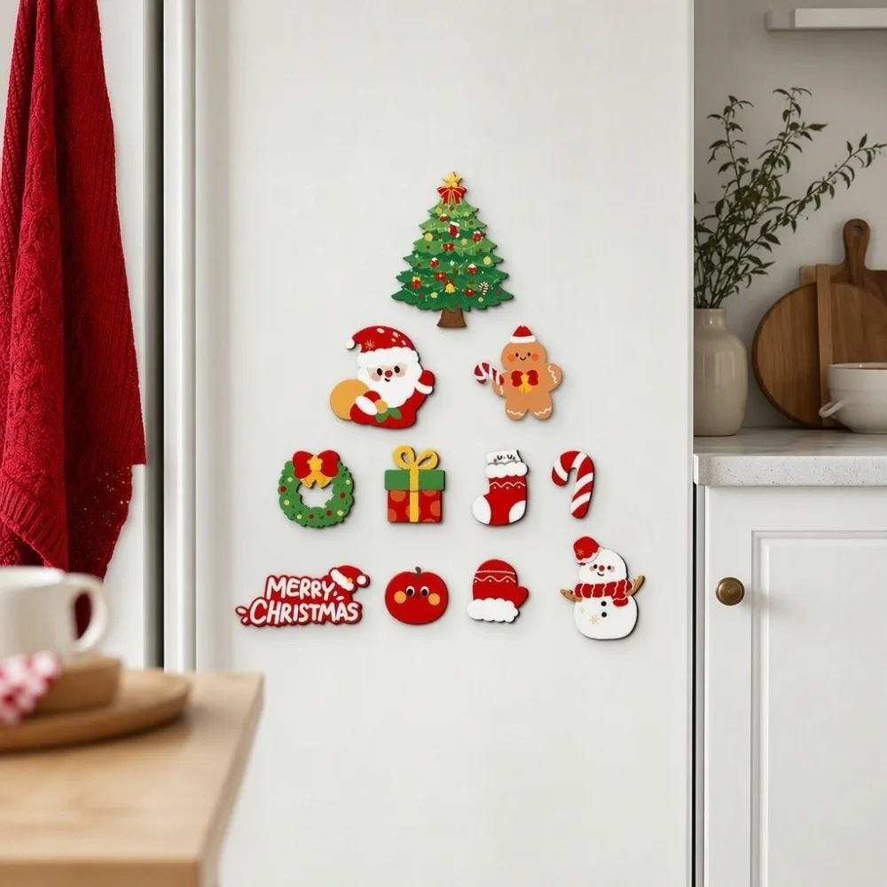 12pcs/set Cartoon Christmas Fridge Magnets Set Magnetic Adhesive Animal Refrigerator Magnets Leave No residue Soft Rubber