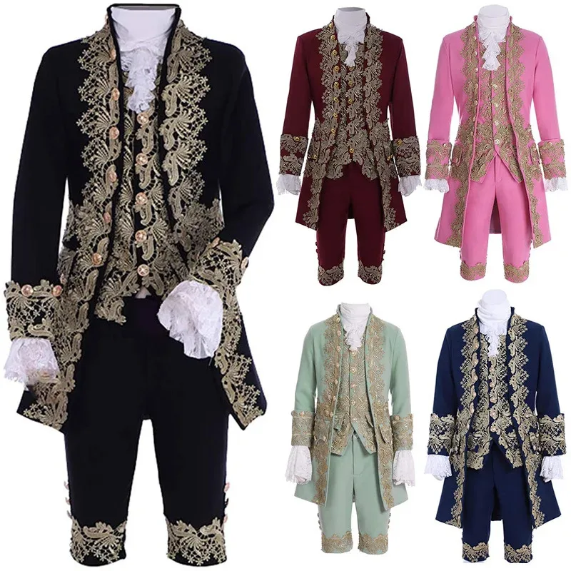 Costume elegante da gentiluomo vittoriano del XVIII secolo Aristocratico Cosplay Costume da corte da uomo reale medievale Abito da uomo vittoriano