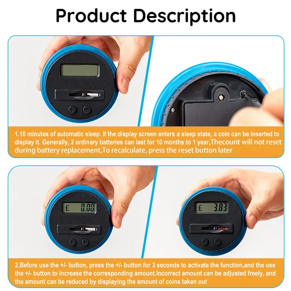 الرقمية Lcd العد الإلكترونية العد حصالة على شكل حيوان للجنط اليورو Au المال عملة صندوق توفير المال جرة سعة كبيرة #4