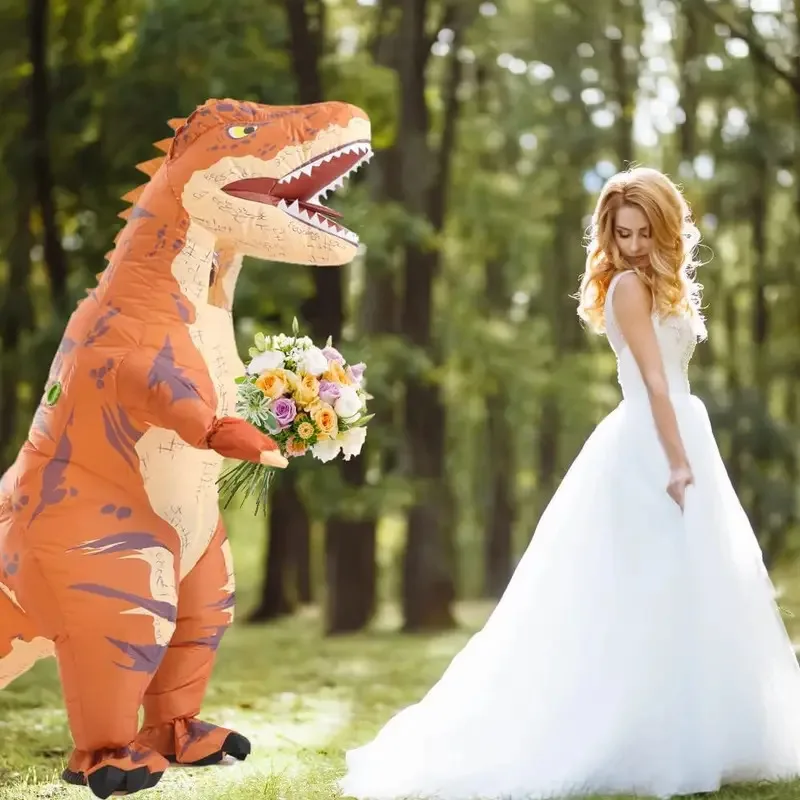 Wiwiwi 123Inflatable T-rex للكبار تفجير ديناصور مضحك دينو حفلة الهالوين تأثيري حلي