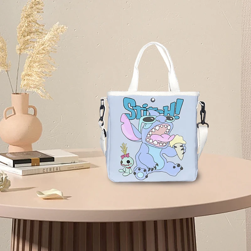 

A Stitch ice cream themed printed cute canvas bag, suitable for commuting, daily leisure use