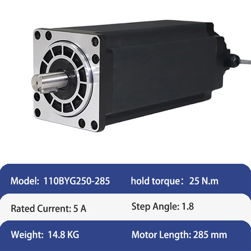 มอเตอร์สเต็ปเปอร์ไฮบริดแบบวงจรเปิด NEMA 42 คุณภาพสูง ขนาด 110*285 มม. 3 เฟส 1.2 องศา พร้อมไฟ DC 220V สำหรับหุ่นยนต์