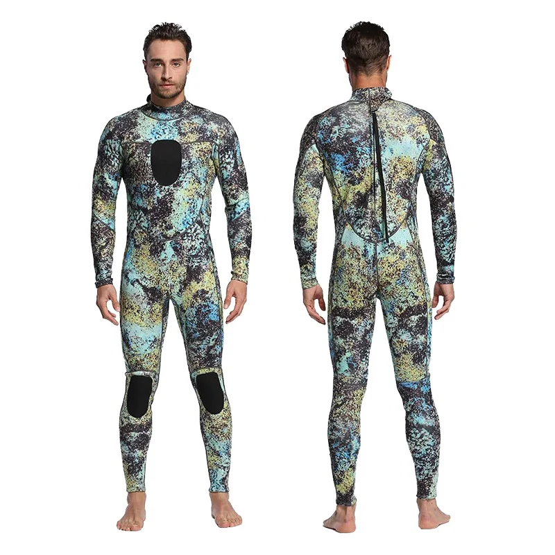 Men\'s Camouflage 3mm Neoprene Diving Suit Back Zip Long Sleeves Plus Size Spearfishing Men Wetsuit for Surfing