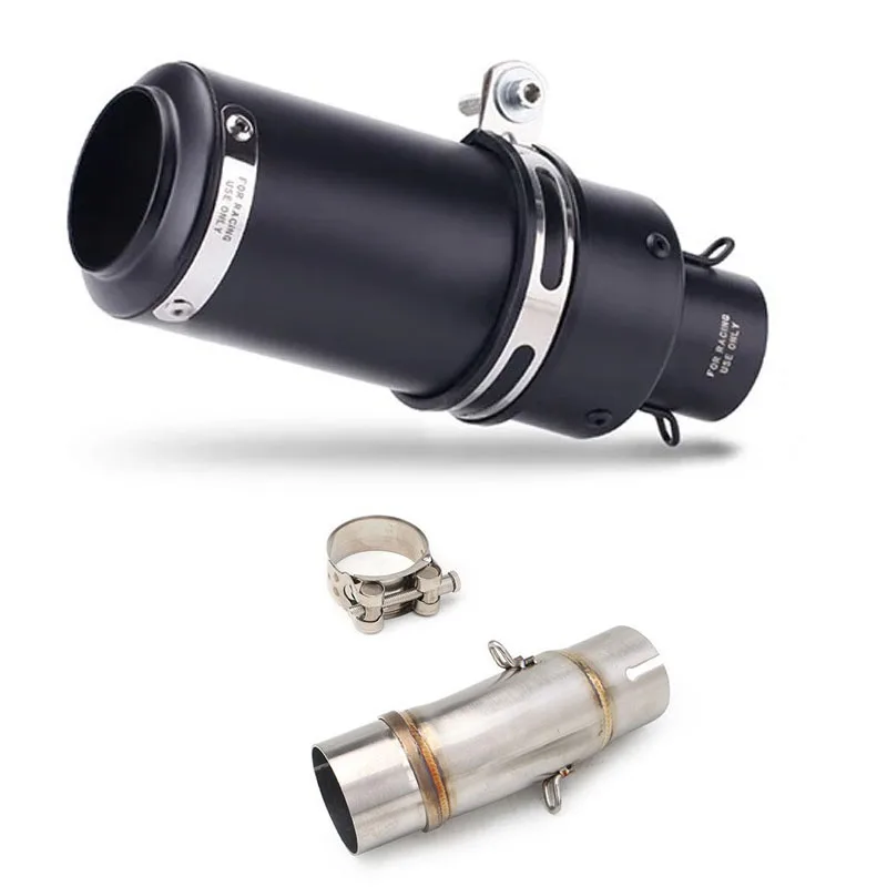 

Black Exhaust Pipe With Mid Link Pipe 51mm Slip Muffler For Kawasaki Ninja 400 250 2017-2024 Z250 Z400 17-24 Ninja400 Ninja250