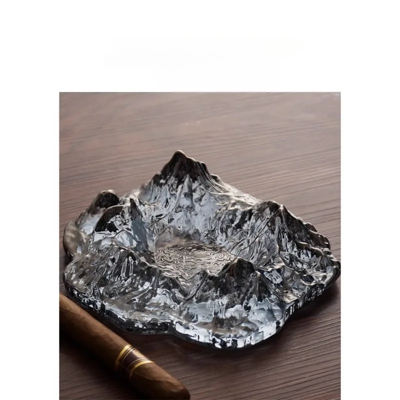 

JOJO'S L. PD. Moodoo. Ashtray Bar Crystal Glass Iceberg Snow Mountain Cigar Jar