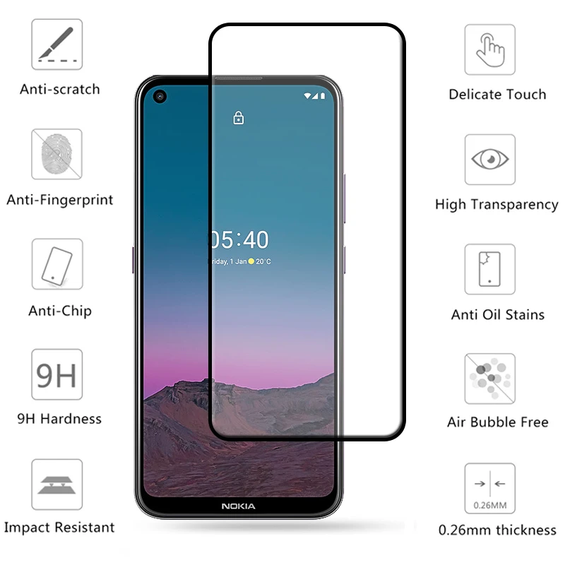4-in-1 For Nokia 5.4 Glass For Nokia 5.4 Tempered Glass Full HD Screen Protector Protective Camera Flim For Nokia 5.4 Lens Glass