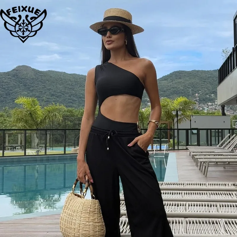 One Shoulder 2025 Sexy Women One Piece Swimsuit Female Swimwear Biquini High Waist Monokini Swimming Suit Bathing Suit Beachwear