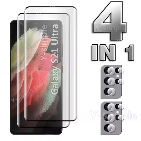 4in1 3D Glass For Samsung Galaxy S21 Ultra Screen Protector HD Film Curved Tempered Glass For Samsung S21 Ultra Camera Lens film