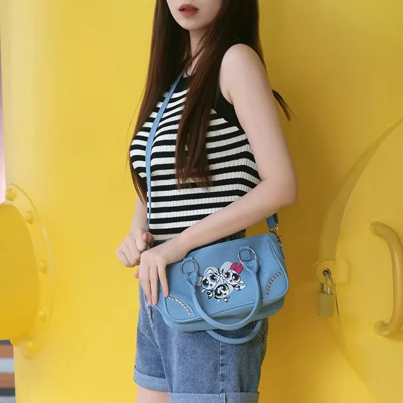 

100 % Genuine Official Powerpuff Girls Denim Tote Bag Crossbody Shoulder Hand Carry Cute Anime Birthday Gift