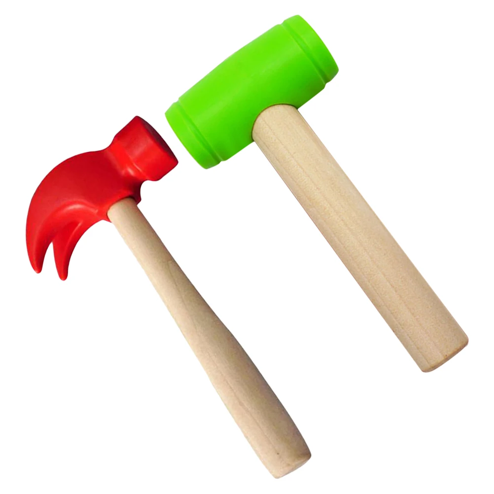 

2 Pcs Simulation Repair Tool Mallet Kids Pretend Tools Plastic Play Hammer Fake Wood Toy Wooden Mallets Toddler