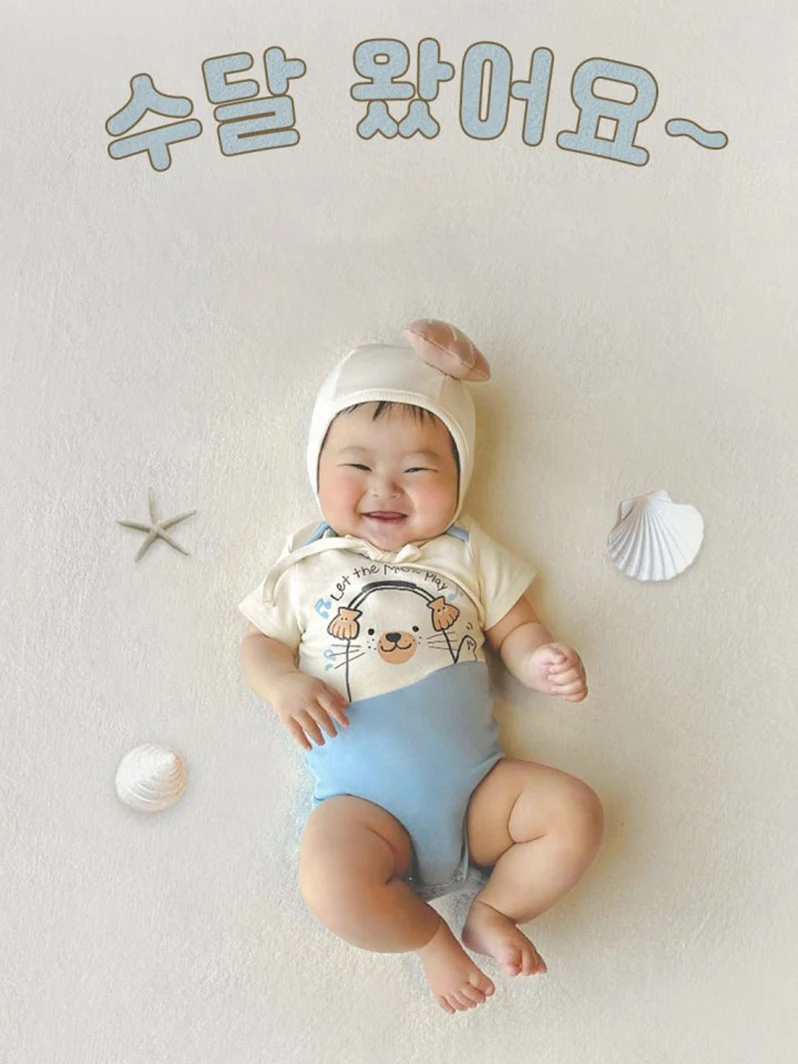 Funny Otter Newborn Baby Clothes Boy Girl Bodysuits ropa de bebe Short Sleeves Cotton Baby Romper Cartoon Korean Baby With Hat