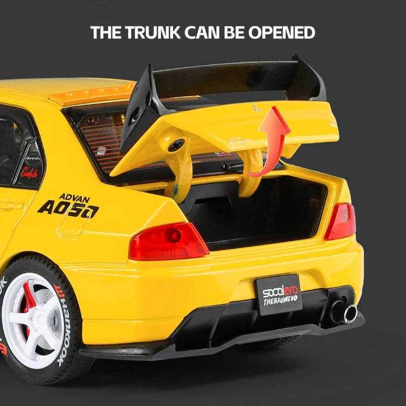 1:24 랜서 EVO IX EVO9 개조 버전 레이싱카 모델 다이캐스트 합금 장난감 모델 시뮬레이션 사운드 및 라이트 어린이 장난감 선물