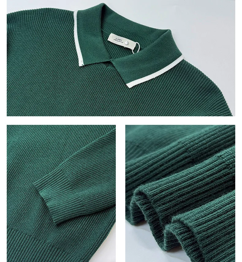 Sweter Rajut Kerah Lipat Musim Gugur Pria Longgar Kasual Gaya Jalanan Korea Fashion Vintage Pullover Sweater Jumper Rajutan Atasan