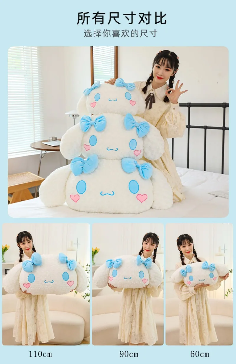 60cm Sanrio Cinnamoroll Plush Doll Kawaii Cartoon Car Headrest Pillow Stuffed Toys Sleeping Back Cushion Birthday Gifts