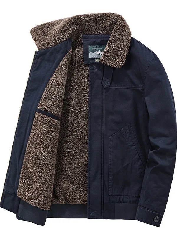 

Новинка 2025, мужское хлопковое дэт Thiened Fce на подкладке, свободное зимнее пальто с воротником, бархатная верхняя одежда из ягненка, Busin, повседневная одежда