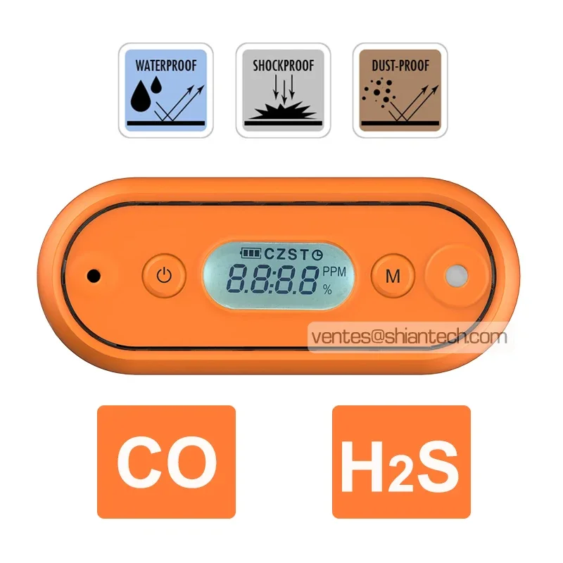 Compact and elegent customizable gas detector for CO, H2S, O2 waterproof oxygen detector carbon monoxide gas detector CO