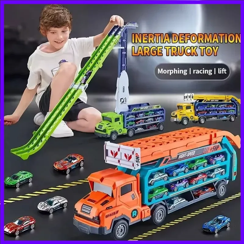 

Rail Car Toy Set Multi functional Rocket Lift Transforming Racetrack Cars Coaster Race Car Toy for Children Boys