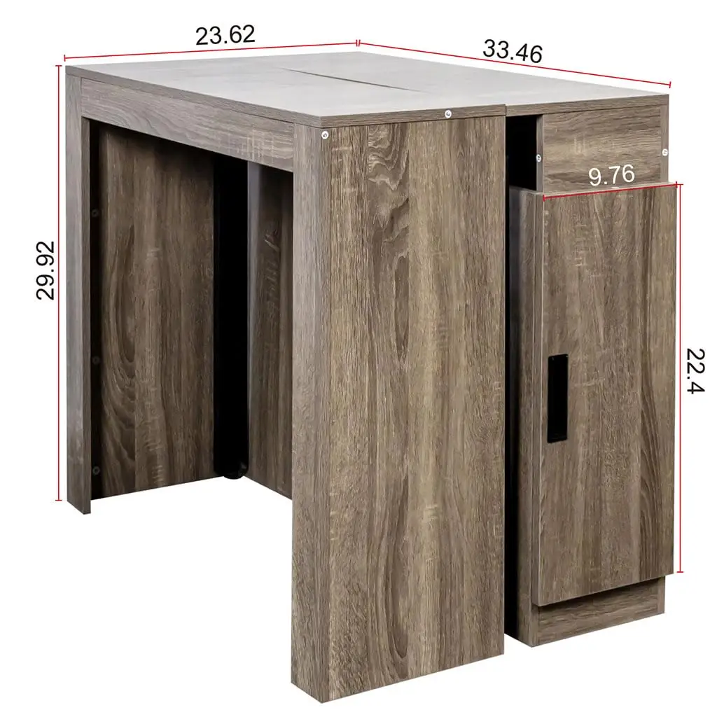 Extendable Dining Table with Storage & Power Outlet, Transformer Folding Console Table Expands to Seat 12, Space Saving