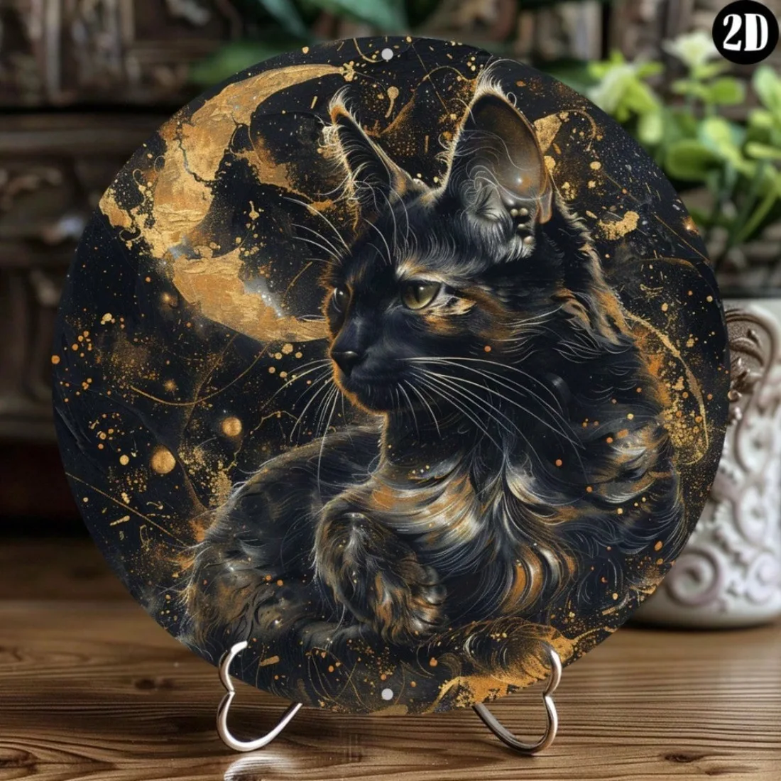 Custom Cat Metal Sign 8x8 Inch Tortoiseshell Design Wall Decor Home Cafe Gift