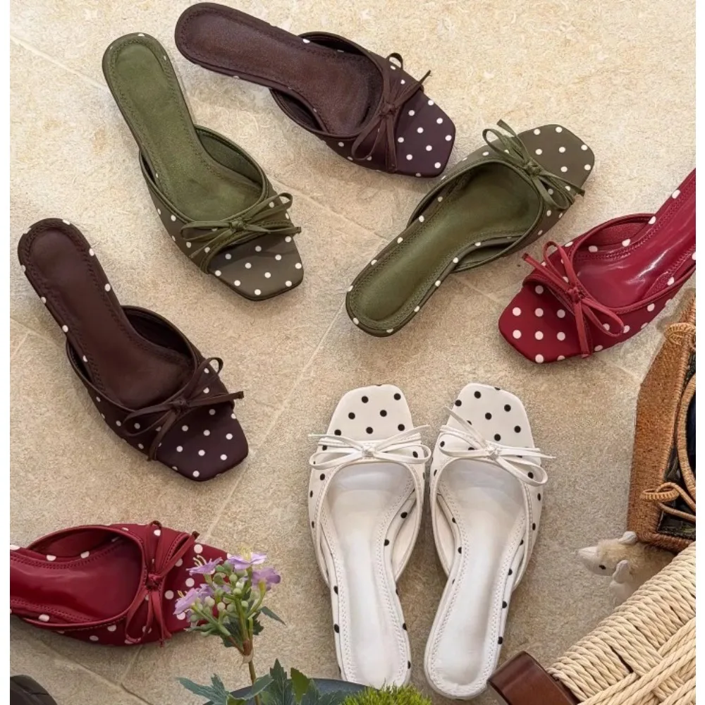 Fashion Stylist Summer Wave Point High Heels Women Slippers Fashion Square Toe Slip on Shoes Outdoor Party Grace Women’s Shoes