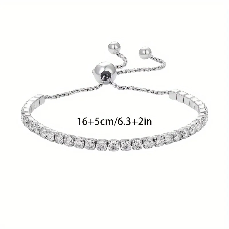 1pc S925 Silver with 0.1/0.3/0.5ct Moissanite Bracelet, Adjustable Size, Men's and Women's | Gifts for Her | Birthday | Wedding