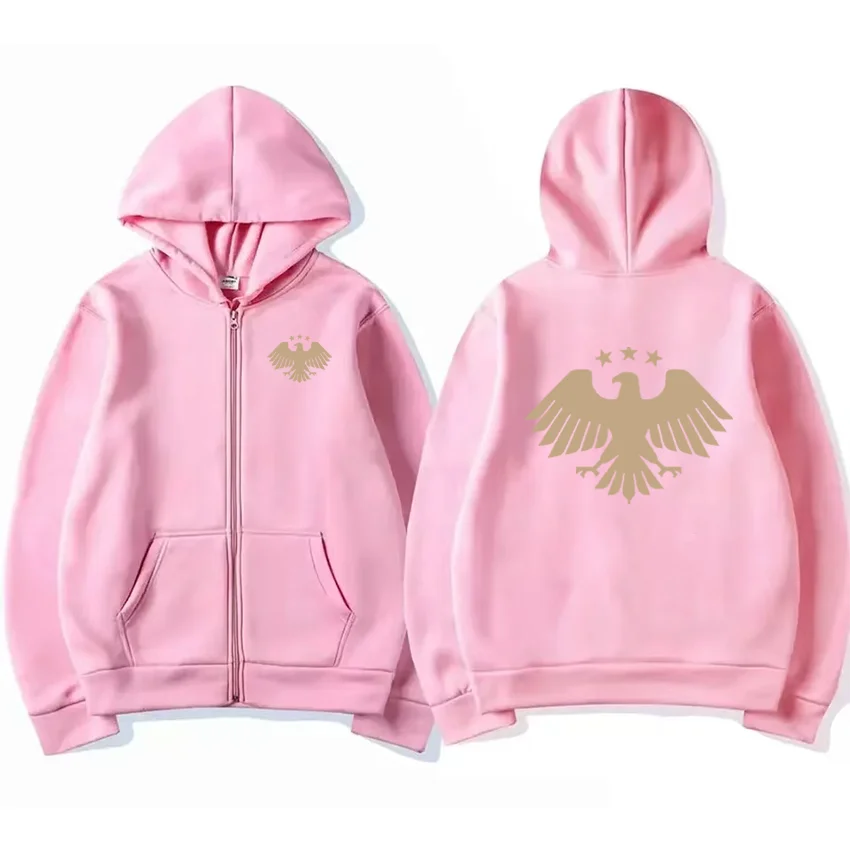 Syrian Eagle Graphics Printed Hoodie Men Women's fashion Coat Autumn Winter Zip Up Jacket Long sleeve Fleece vintage streetwear view 4