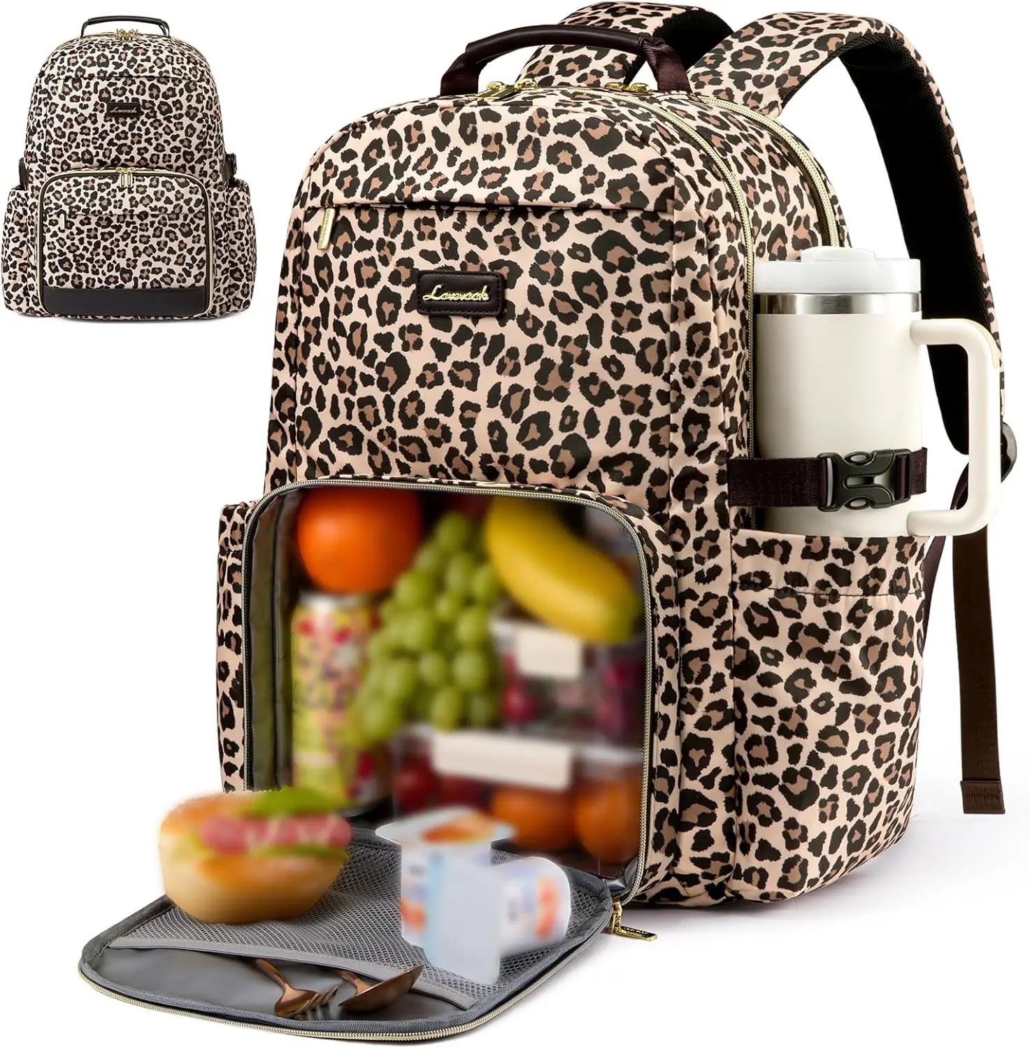

Lunch Backpack with Insulated Cooler, 15.6" Laptop Work Travel Backpack, Waterproof College Teacher Bag with Tumbler Holder
