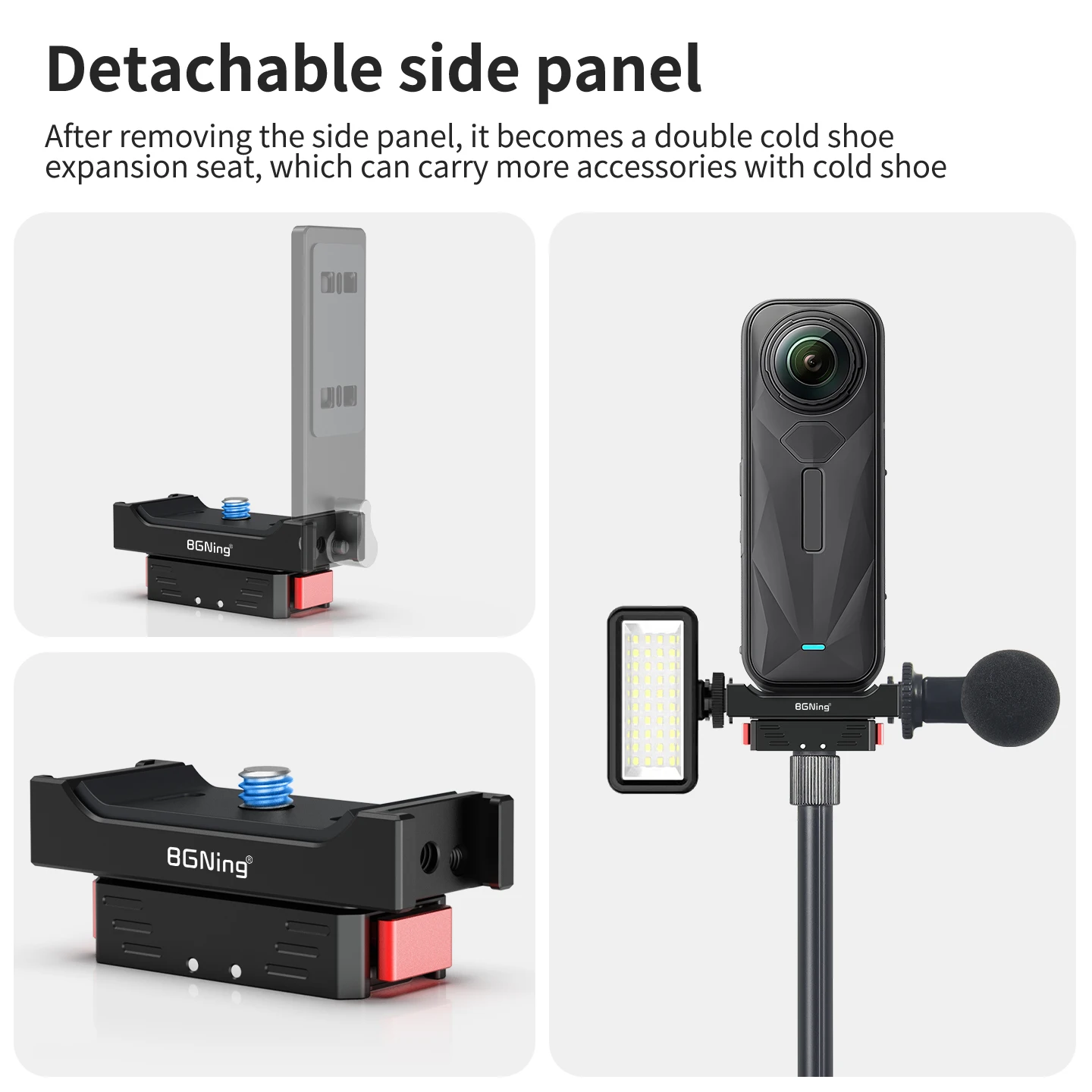 Doppelte Kaltplattenhalterung mit Magnethalterung für Insta360 X6 X3 X4 X5 Panorama-Zubehör Schnellverschluss 1/4 Zoll Schraube Aluminium-Kamera-L-Halterung – Detail 11