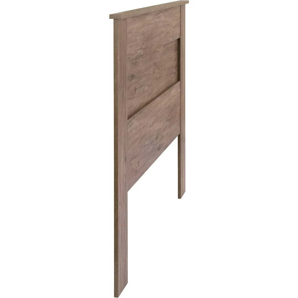 Headboard tempat tidur queen panel datar yang elegan, desain kayu minimalis, kedalaman 2,25 inci x lebar 64,5 inci x tinggi 48 inci, warna abu-abu driftwood