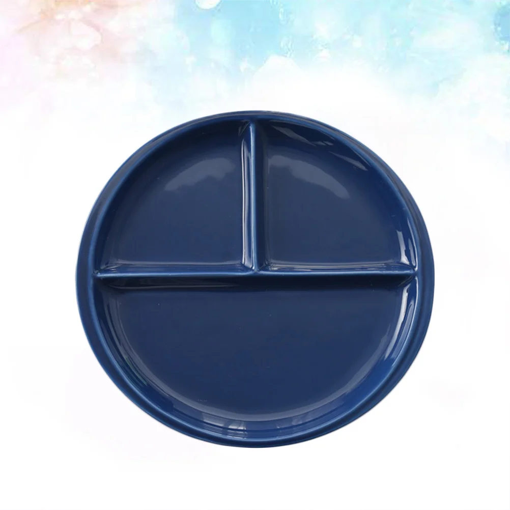 

8 Inch Round Ceramic Plate Three Compartments Color Glaze Design Environmentally Friendly No Heavy Metal Long Service Life