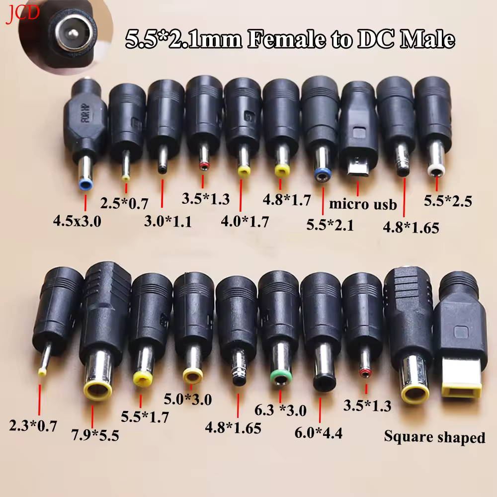 DC 5,5 x 2,1 mm Buchse, Stecker-Adapter, Steckverbinder auf DC 7,9 5,5 4,8 4,0 3,5 3,0 2,5 2,1, 1,7 1,35 0,7 mm Stecker-Netzteil