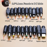 DC 5.5X 2.1 MM female jack plug adapter Connectors to DC 7.9 5.5 4.8 4.0 3.5 3.0 2.5 2.1 1.7 1.35 0.7 mm Male power adaptor