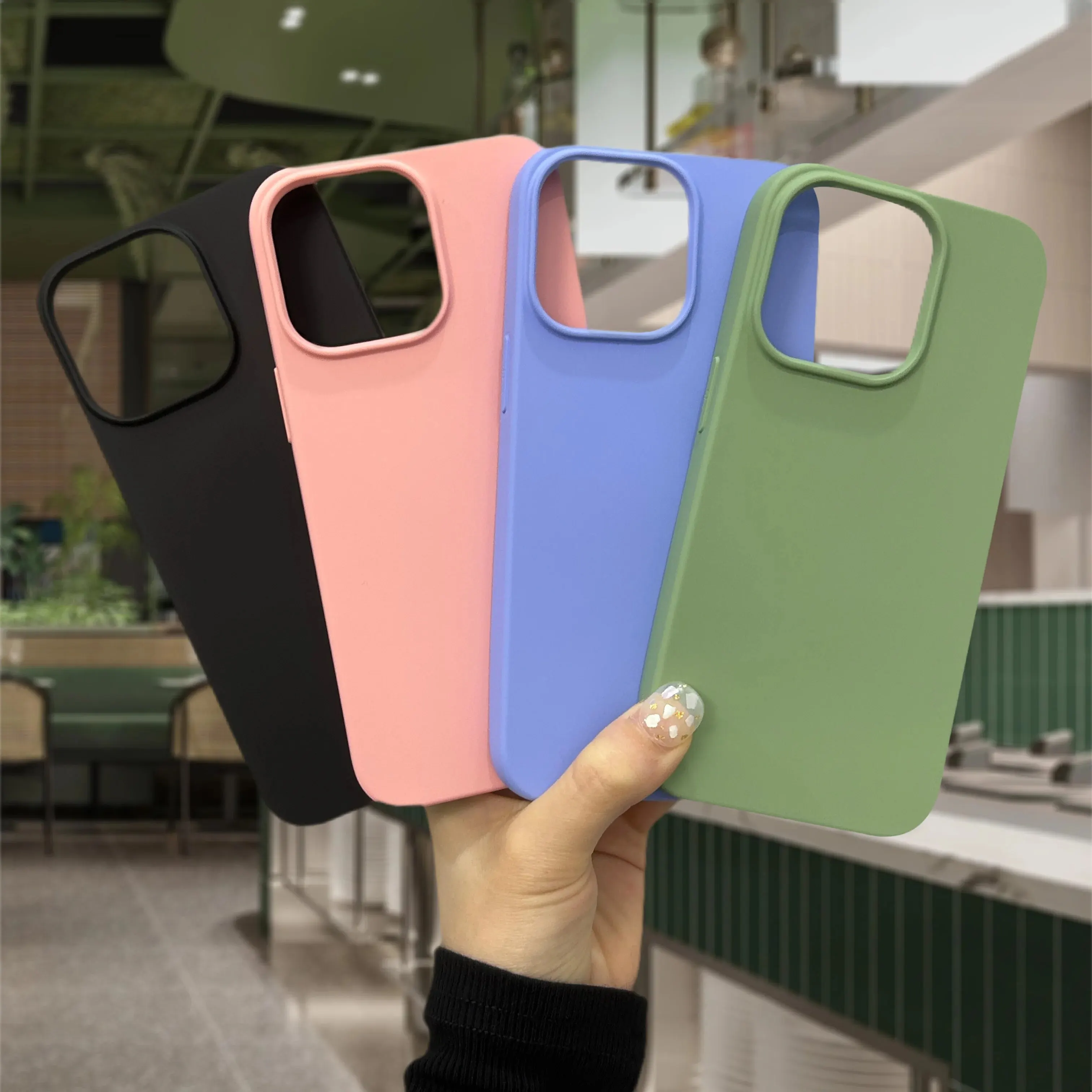 Shockproof Liquid Silicone Phone Case for iPhone 15 14 13 12 11 Pro Max Slim Phone Cover Soft Microfiber Lining