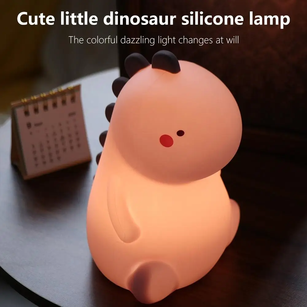 USB Charging Dinosaur Night Light Eye Protection Touch Sensor Bedside Sleep Lamp Colorful Color Changing Soft Light