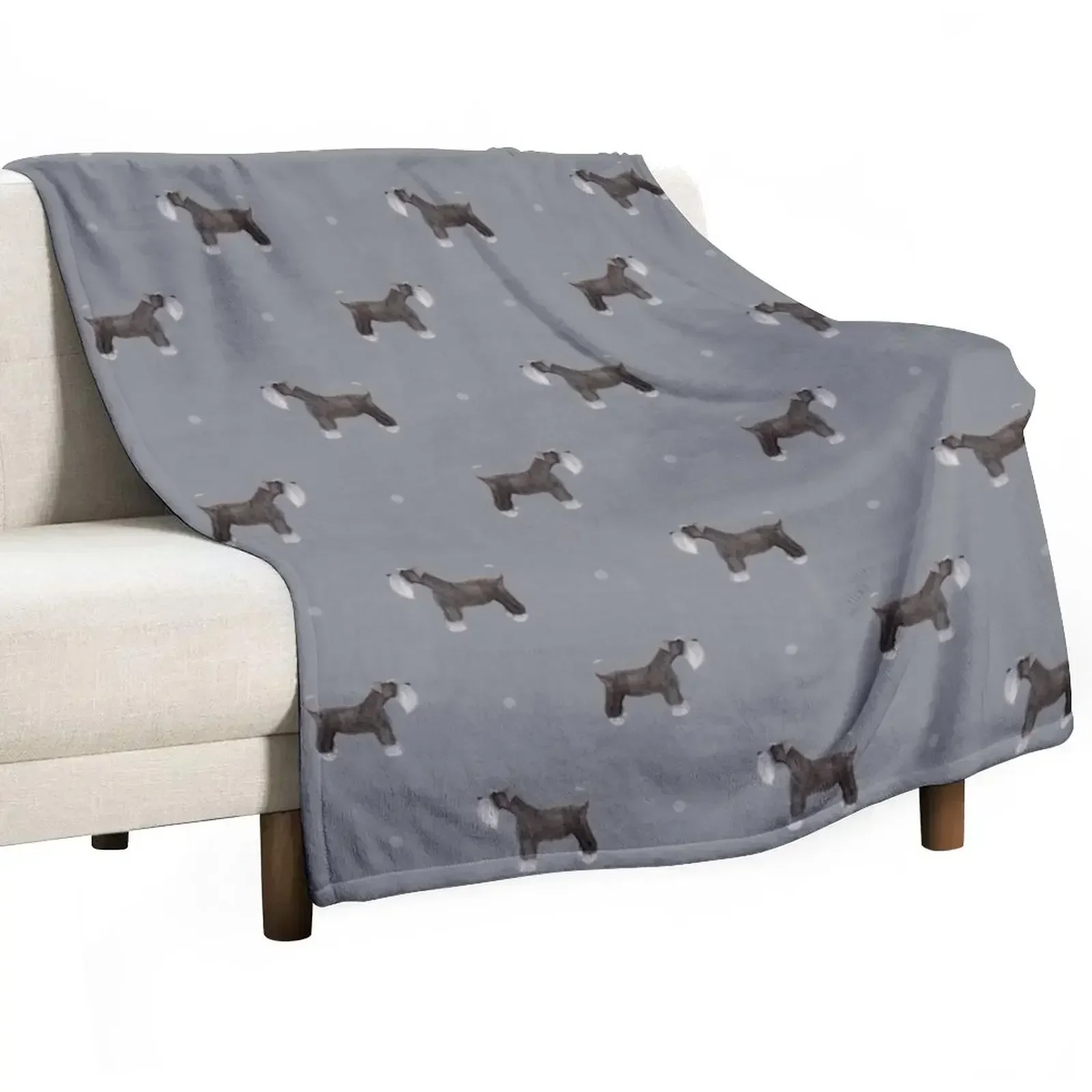 

Side facing Schnauzer repeat pattern Soft Grey Throw Blanket Sofa Soft Beds Decoratives Blankets