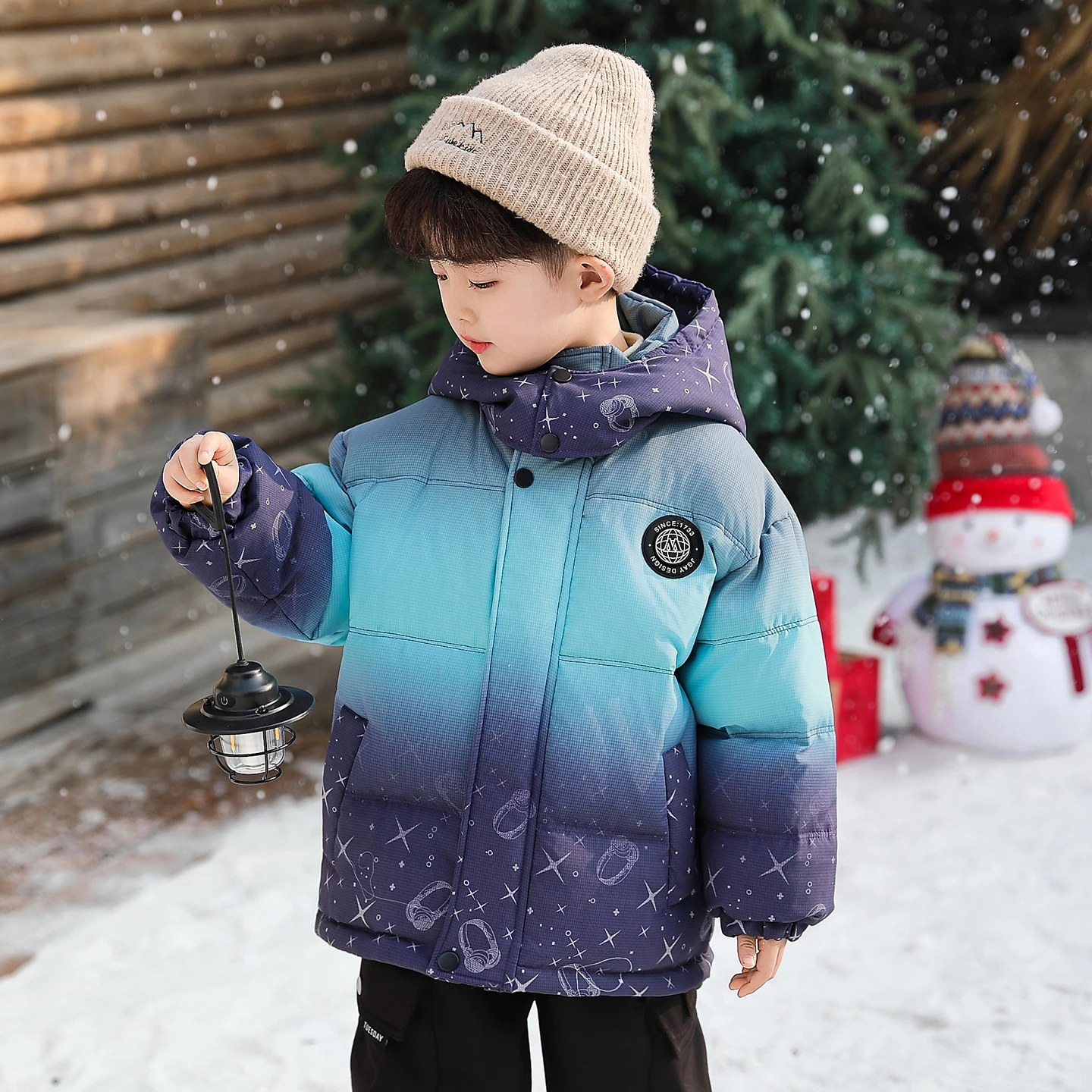 

Children's down Jaet Winter Clothes Thiened Cotton adual Outerwear Boys' Baby White Du down Cotton Coat Warmth