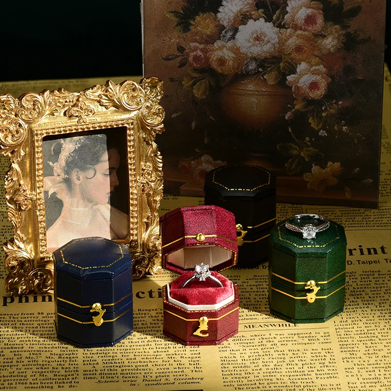 TAIMY Vintage Ring Box Handcrafted Wedding Antique Ring Box lassical Victorian Style Decor Mini Jewelry Box Ring Storage Case