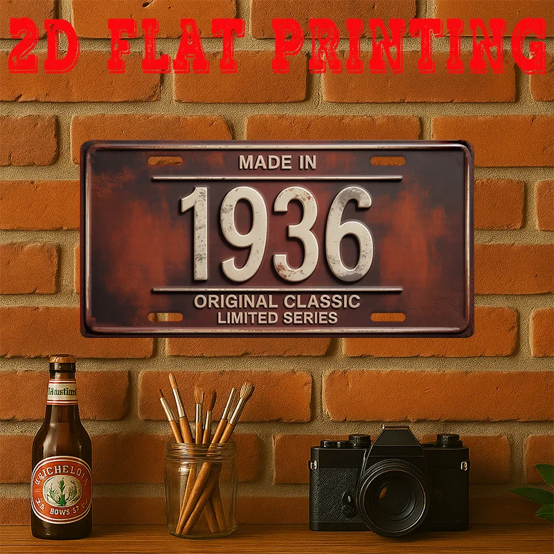 2D Flat - [2D Flat] A Vintage Metal Sign (11.8 Inches * 5.9 Inches), Featuring a 1936 Number Design, Suitable for Wall Decoratio