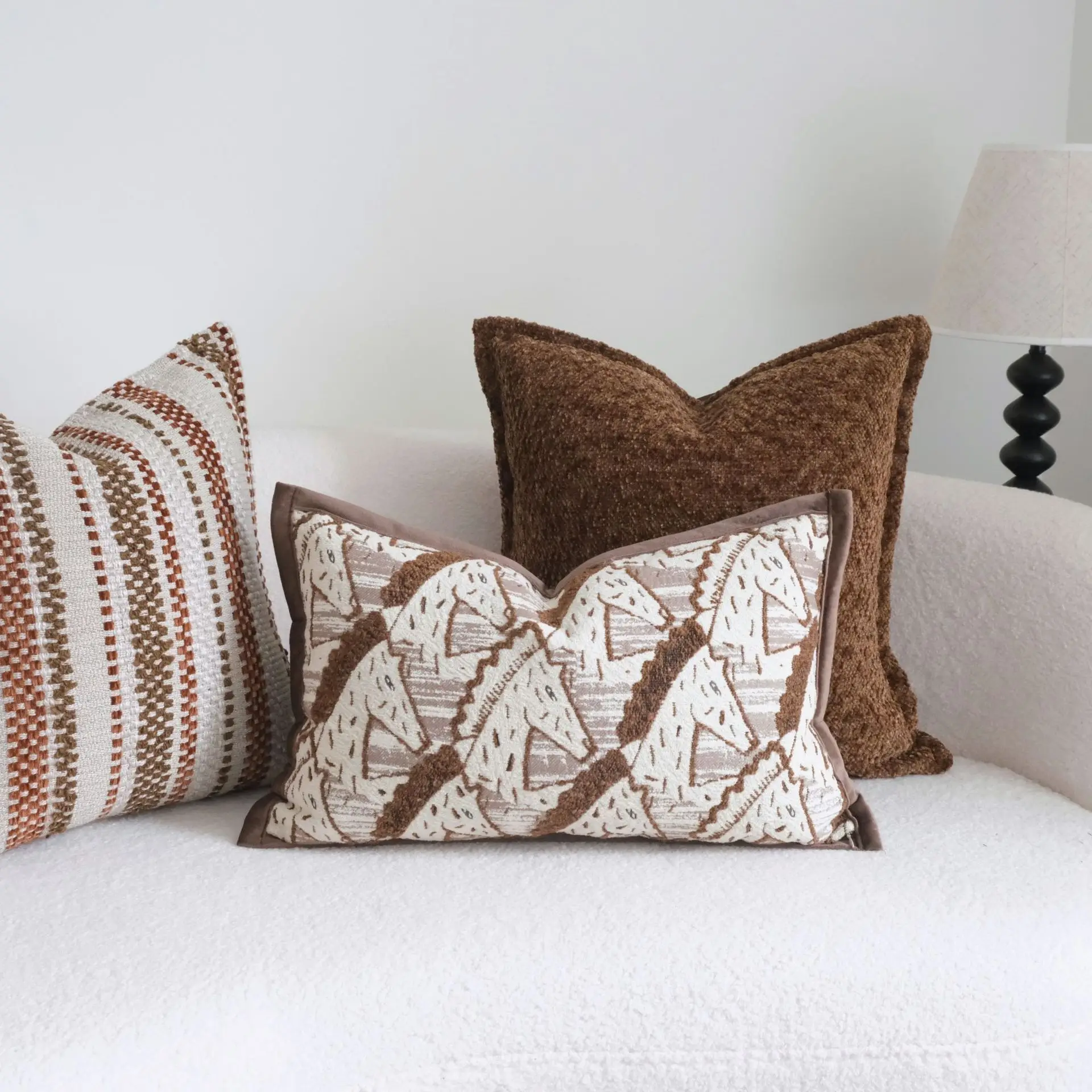 Indian Brown Sofa Pillowcase Cojines Jacquard Wide-Edge Throw Pillow Cover Headboard Cushion Covers Decor Home 30x50/45x45cm