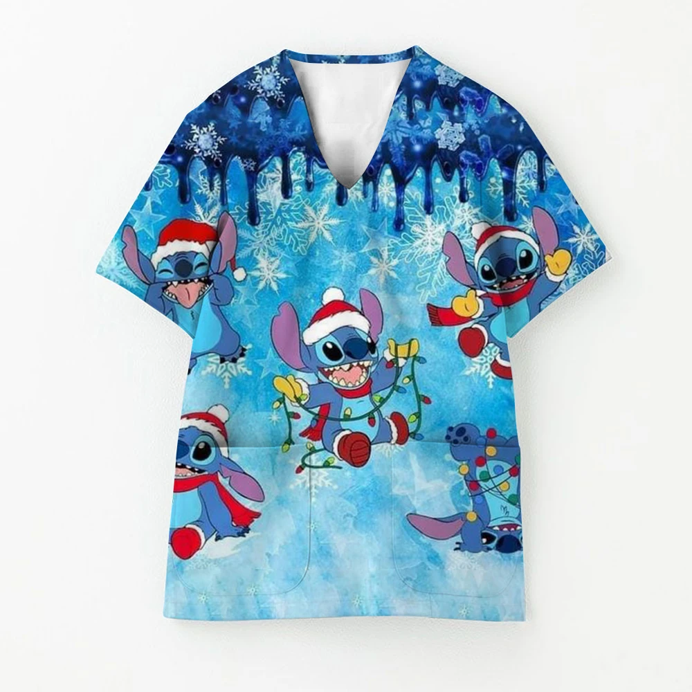 Venta de liquidación Disney Stitch colección navideña Doctor enfermera Scrubs Tops veterinario clínico ropa de trabajo uniforme exfoliante clínico ﻿