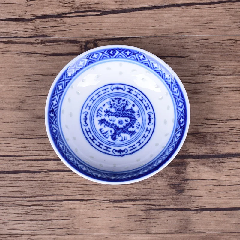 3Pcs 4 inch Blue And White Porcelain Flavor Dish Chinese Traditional Dragon Pattern Ceramic Small Dish