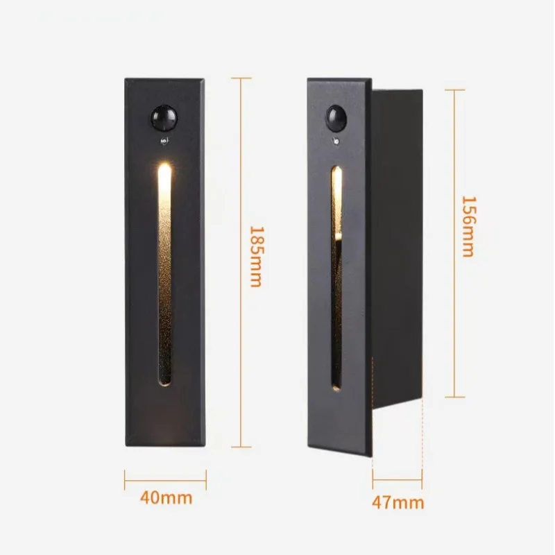 Luz de paso LED empotrada con Sensor de movimiento PIR, lámpara de pared de piso de esquina para pasillo, escalera, IP65, impermeable, iluminación nocturna para interiores y exteriores