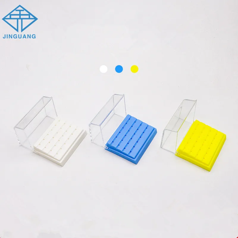 20pcs 24 Holes Plastic Dental Bur Holder Disinfection Carbide Burs Block Drills Case Box Blue/White/Yellow