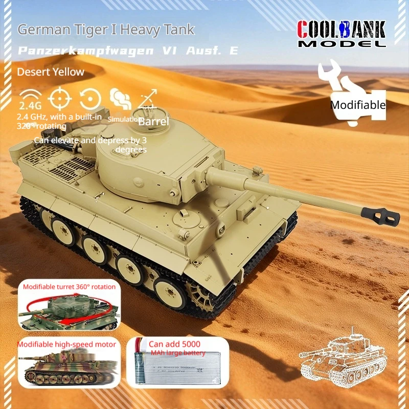 Coolbank Model Rc Tank German Tiger Heavy Camouflage Military Vehicle With Sound Effect Hobby Collection