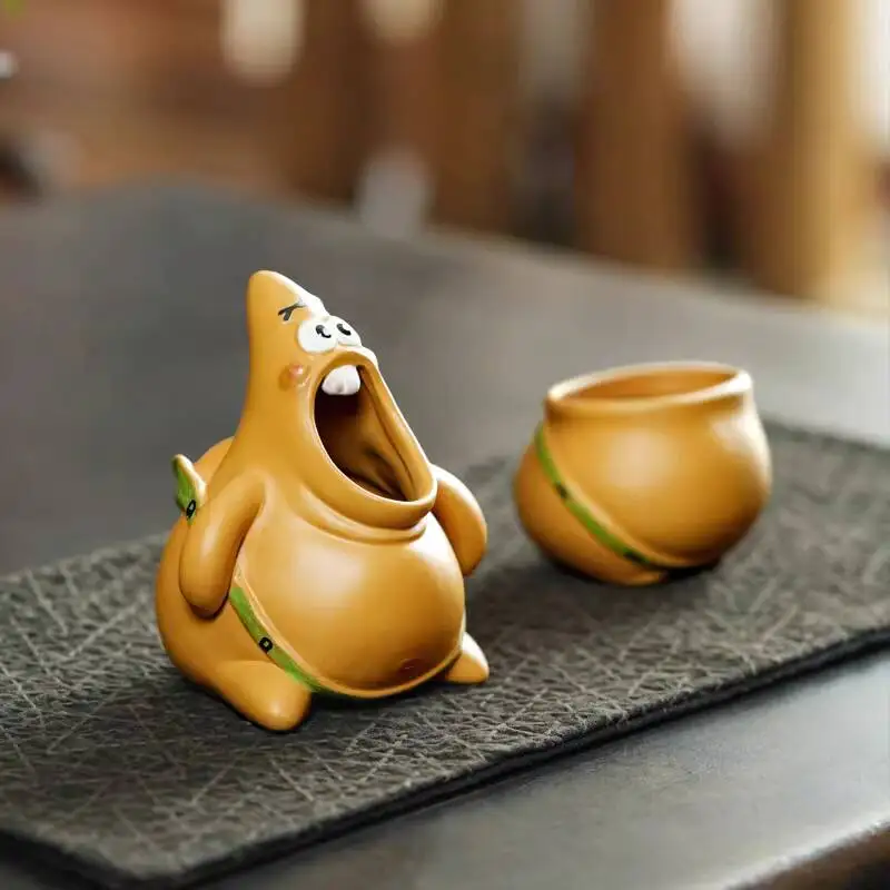 [Changtao]Yixing Original Purple Sand Camping Tea Segment Clay Cartoon Style Large Star Hand-Held Teapot Two-Piece Set