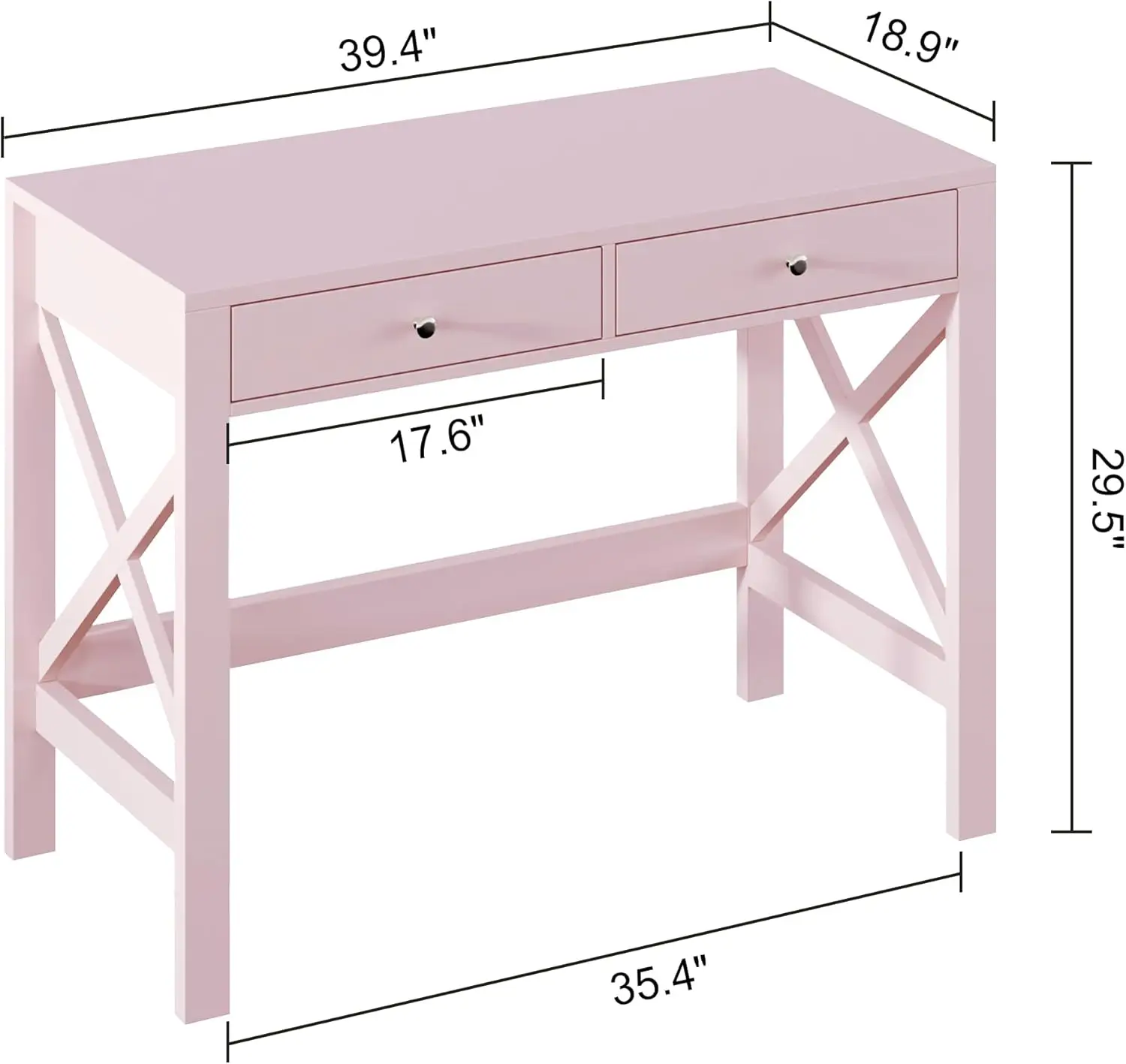 USB Charging & Power Outlet Equipped 39 Farmhouse Desk, Compact Study Writing Table with Drawers