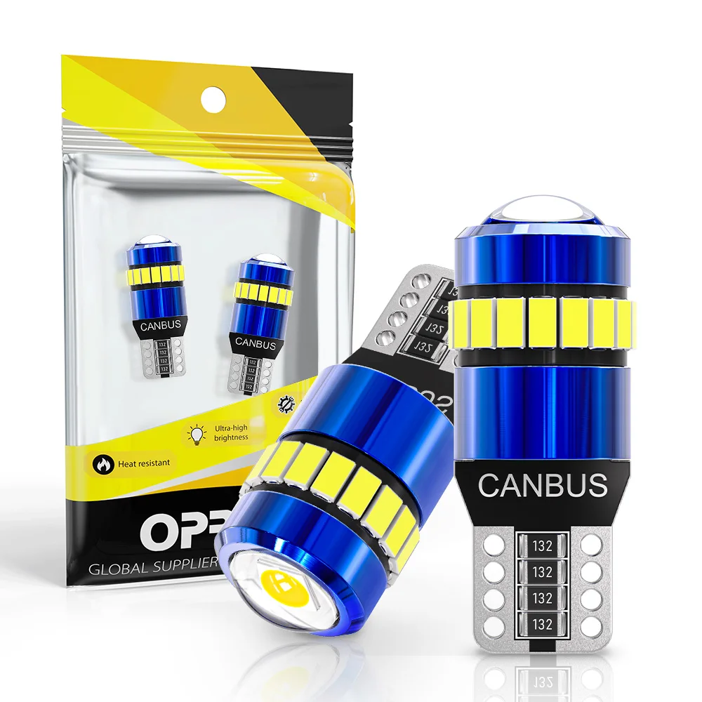 

2X T10 W5W 3014 3030 LED Bulbs Car Interior Door Lamp Canbus No Error License Plate Light Reading Lights White 6000K 12V White